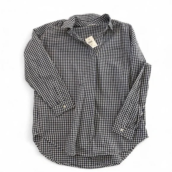 Women’s navy blue and White Checkered Shirt - Picture 1 of 3
